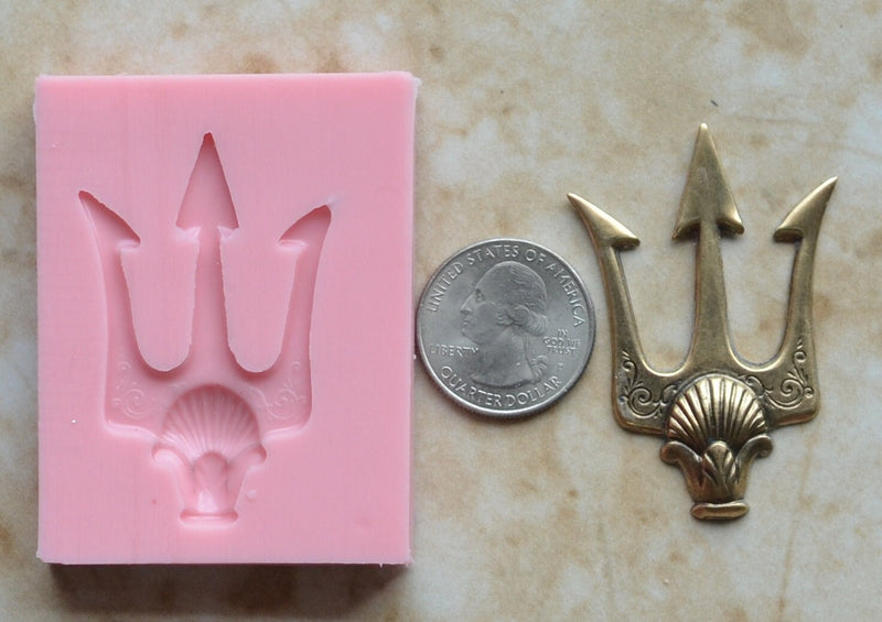 NEPTUNE'S TRIDENT, Nautical, mold, boat, Sailing, Clay mold, Epoxy, Sea, molds, food grade, anchors, Navy, craft, Ocean, Chocolate  N232