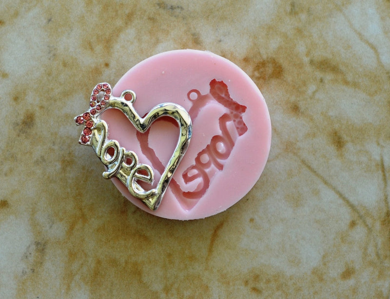 Pink Ribbon Silicone Mold, Jewelry, Resin, clay, Pendant, Necklace, hung on a chain, Charms, brooch, bracelets, symbol, design, G107