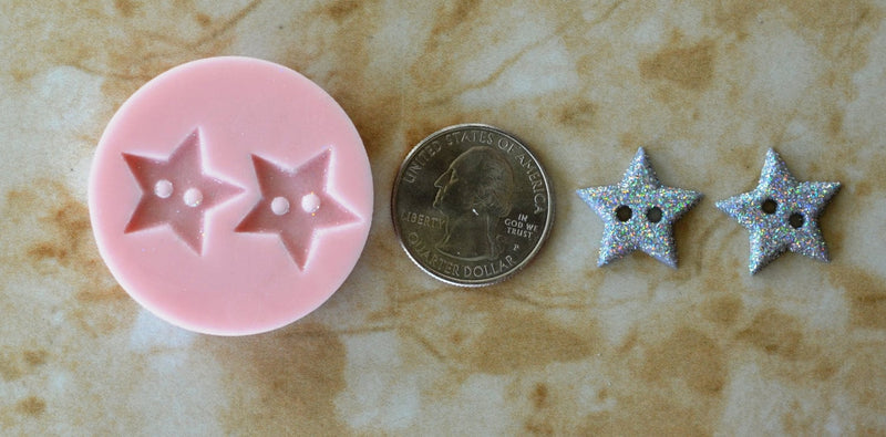 Star Button Silicone Mold, Jewelry, Resin, clay, Pendant, Necklace, hung on a chain, Charms, brooch, bracelets, symbol, earrings, G120