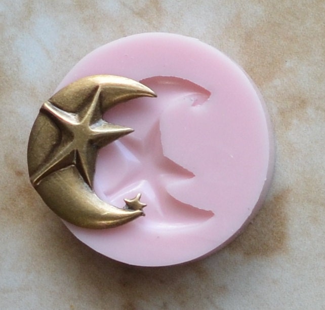 Moon & Star Charm Silicone Mold, Jewelry, Resin, clay, Pendant, Necklace, hung on a chain, Charms, brooch, bracelets, symbol,  G249