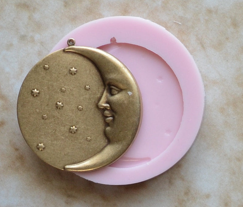 Moon & Star Charm Silicone Mold, Jewelry, Resin, clay, Pendant, Necklace, hung on a chain, Charms, brooch, bracelets, symbol, G251