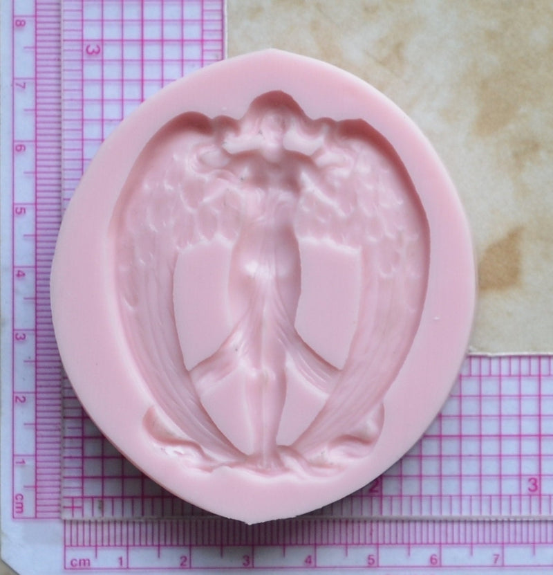 Nouveau Angel Silicone Mold, Jewelry, Resin, clay, Pendant, Necklace, hung on a chain, Charms, brooch, bracelets, symbol, earrings,  G260