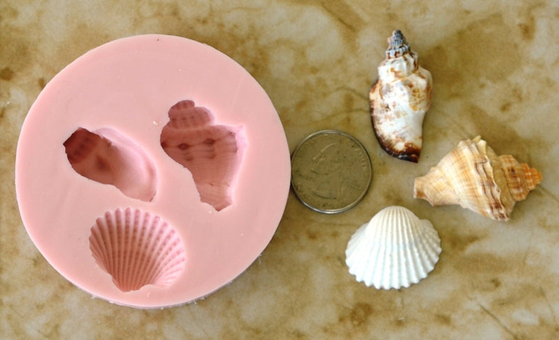 Shell Silicone Mold, Epoxy, Beach, Nautilus, Scallop, Chocolate molds, ocean, seashells, Scallop, shell shop N157-158-159