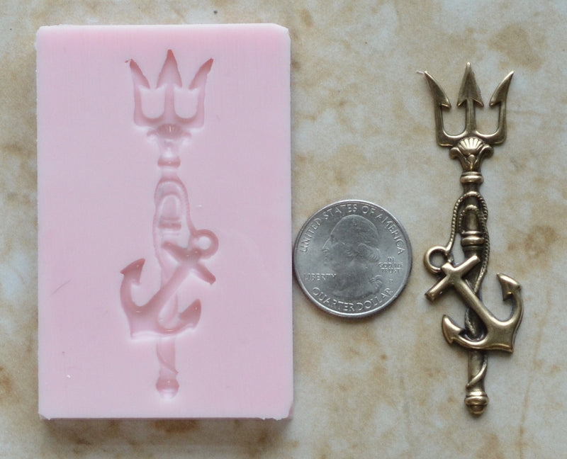 NEPTUNE'S TRIDENT Silicone Mold, Nautical, mold, boat, Sailing, Clay, Epoxy, Sea, food grade, anchors, Navy, craft, Ocean, Chocolate  N277