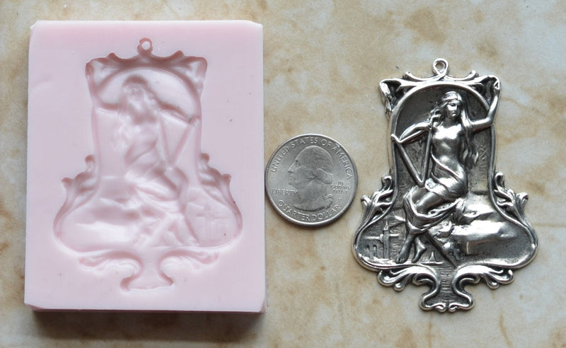 MYTHOLOGICAL GODDESS Flexible Silicone Mold, Jewelry, Resin, clay, Pendant, Necklace, hung on a chain, Charms, brooch, bracelets, G302