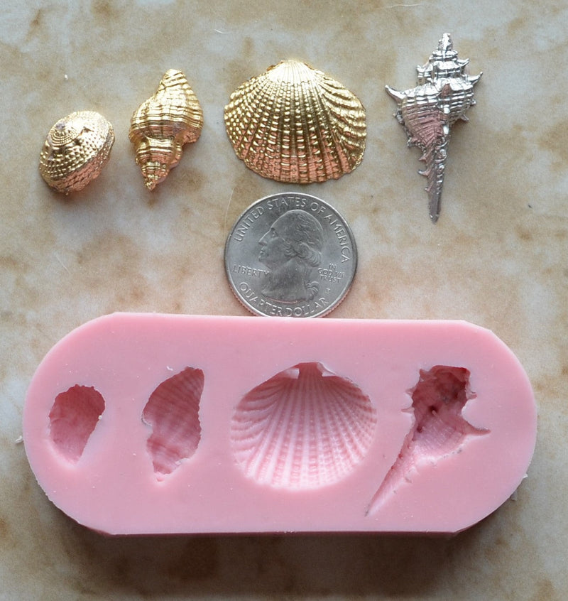 Shell Silicone Mold, Epoxy, Beach, Nautilus, Scallop, Chocolate, Shell mold, ocean, seashells, sand N286