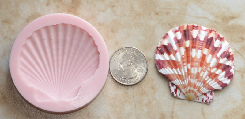 Scallop Silicone Mold, Silicone Mold, Epoxy, Beach, Nautilus, Scallop, ocean, seashells, Scallop, shells, sand dollar, N300