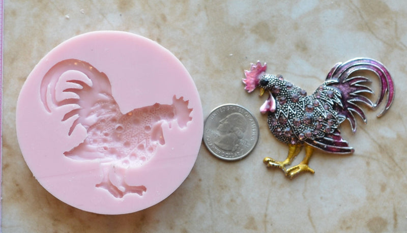 Rooster Chicken Silicone Mold, Birds, Resin Birds mold, Clay, Epoxy Birds molds, food grade Birds mold, songbirds, Sea birds, A278