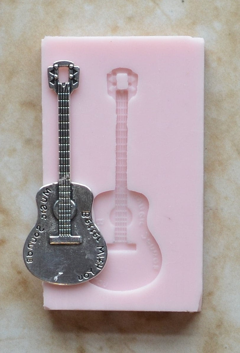 Guitar Silicone Mold, Jewelry, Resin, clay, Pendant, Necklace, hung on a chain, Charms, brooch, bracelets, symbol, design, earrings,  G338