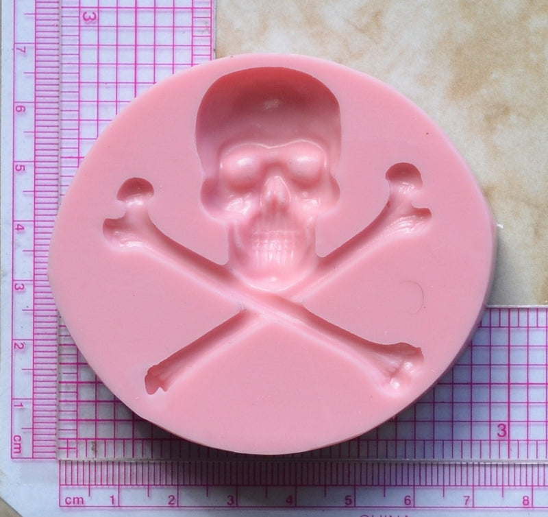 Skull and Crossbones Flexible Silicone Mold, Jewelry, Resin, clay, Pendant, Necklace, hung on a chain, brooch, bracelets, symbol, G227