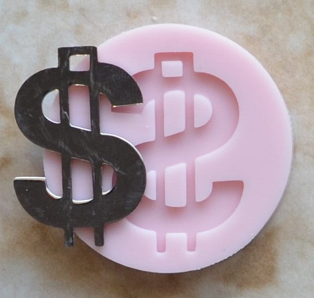 Dollar Sign Silicone Mold, Jewelry, Resin, clay, Pendant, Necklace, hung on a chain, Charms, bracelets, symbol, design, earrings, G240