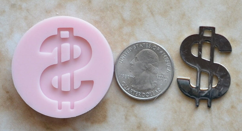 Dollar Sign Silicone Mold, Jewelry, Resin, clay, Pendant, Necklace, hung on a chain, Charms, bracelets, symbol, design, earrings, G240