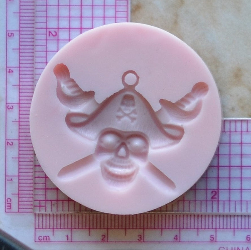 Skull and Crossbones Flexible Silicone Mold, Jewelry, Resin, clay, Pendant, Necklace, hung on a chain, Charms, brooch, symbol, G340