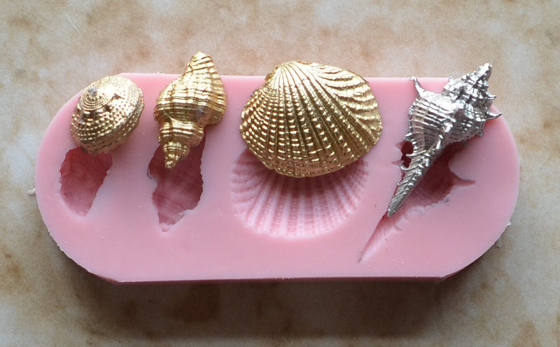 Shell Silicone Mold, Epoxy, Beach, Nautilus, Scallop, Chocolate, Shell mold, ocean, seashells, sand N286