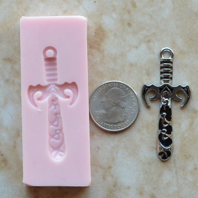 Knife Silicone Mold, Jewelry, Resin, clay, Pendant, Necklace, hung on a chain, Charms, brooch, bracelets, symbol, earrings,  G352