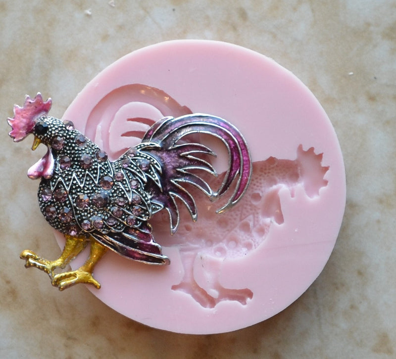 Rooster Chicken Silicone Mold, Birds, Resin Birds mold, Clay, Epoxy Birds molds, food grade Birds mold, songbirds, Sea birds, A278