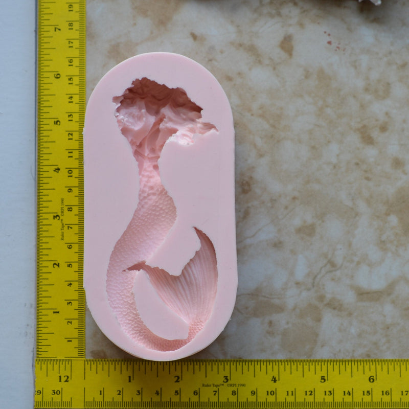 Mermaid Large 5-1/2" silicone mold, Mermaid, Mermaids, aquatic creature, Shipwrecks, Folklore, Fairy tales, Clay mold, Nautical mold, N353