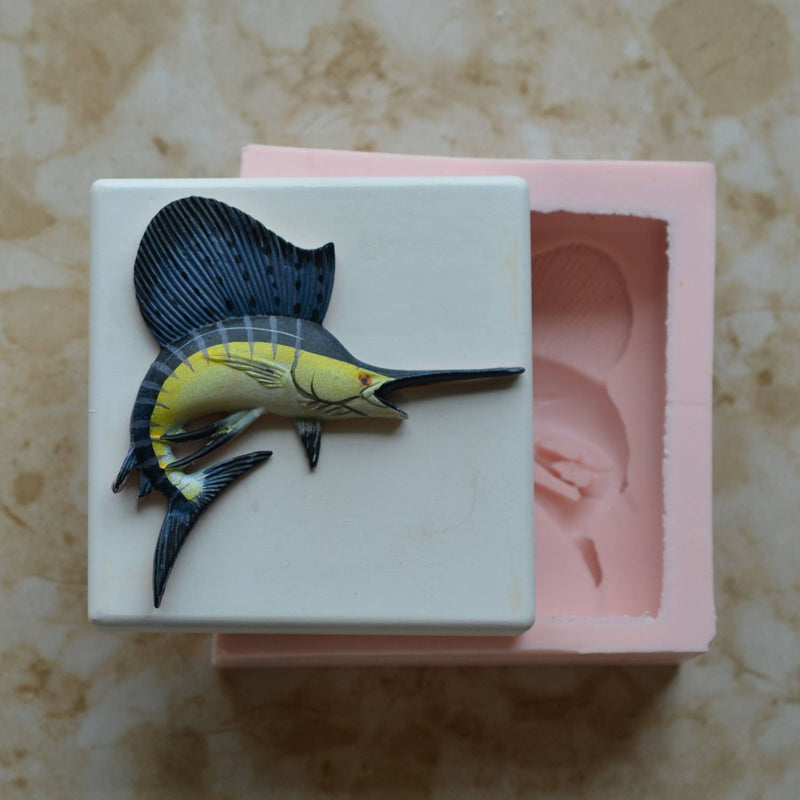 Sailfish Soap Mold, 1" Base, Silicone, Molds, Soap, Cake, Candy, Clay, Cooking, Jewelry, Farm, Chocolate, Cookies S-119