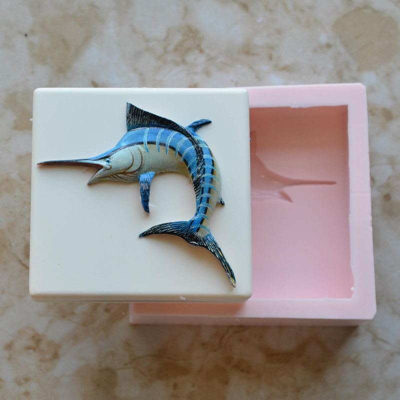 Marlin Soap Mold, 1" base, Silicone Soap Mold, Soap mold, Soap, Round molds, Square molds, Rectangular mold, Octagon, Soaps, Animal S-129