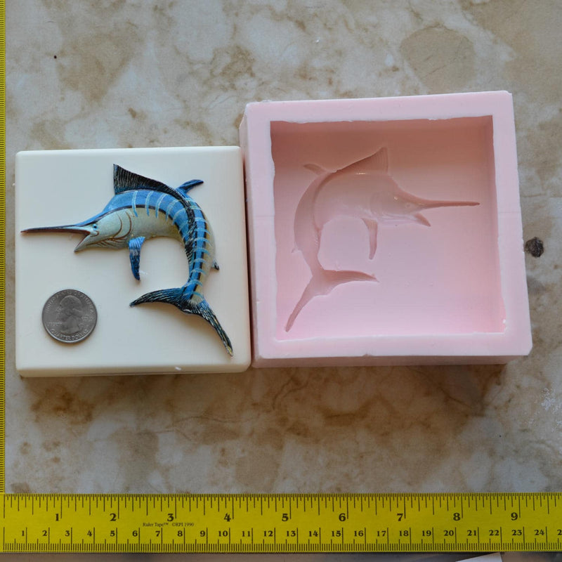 Marlin Soap Mold, 1" base, Silicone Soap Mold, Soap mold, Soap, Round molds, Square molds, Rectangular mold, Octagon, Soaps, Animal S-129