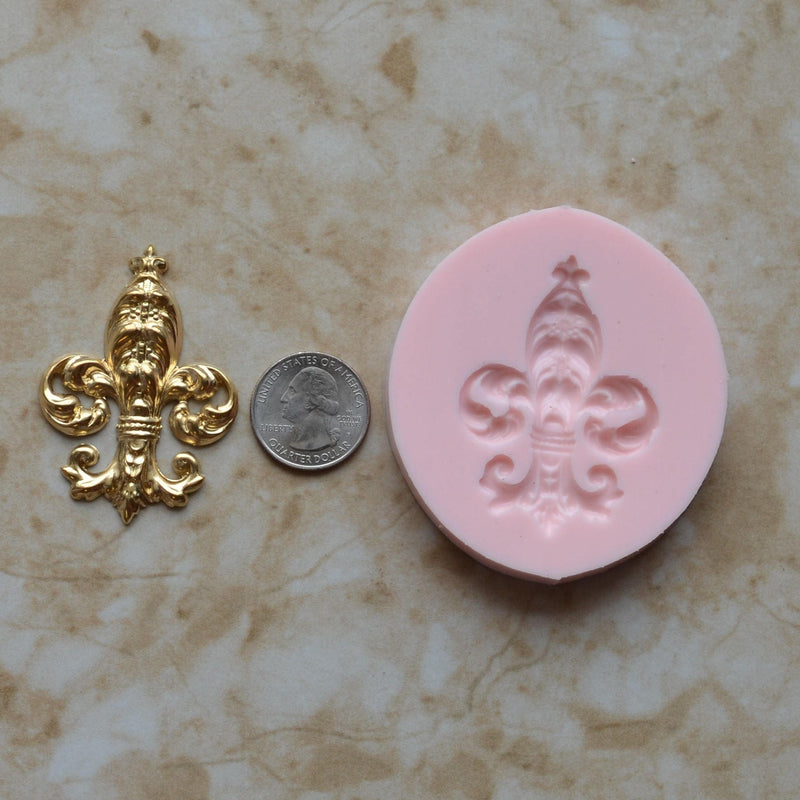 fleur-de-lis Mold, Silicone, Jewelry, Resin, clay, Pendant, Necklace, hung on a chain, Charms, brooch, bracelets, symbol, earrings,  G234