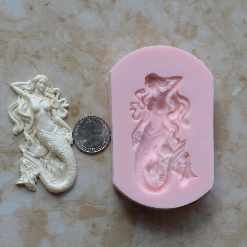 Mermaid Silicone Mold, Mermaid, Mermaids, aquatic creature, Shipwrecks, Folklore, Fairy tales, Clay, Food, UV, Epoxy, Nautical mold,  N402