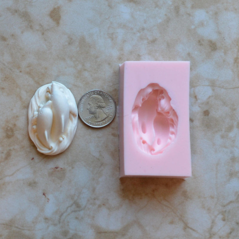 Mini Dolphin Flexible Silicone Mold, Cupcake topping, resin, Fish, food grade, Ocean fish, deepwater fish, Chocolate, freshwater fish N407