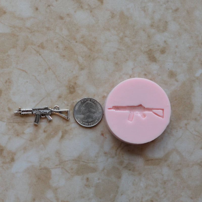 Gun Rifle Silicone Mold, Jewelry, Resin, clay, Pendant, Necklace, hung on a chain, Charms, brooch, bracelets, symbol, earrings,  G366