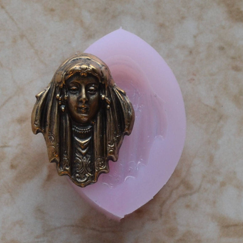 GYPSY MAIDEN Flexible Silicone Mold, Jewelry, Resin, clay, Pendant, Necklace, hung on a chain, Charms, brooch, bracelets, symbol, G387