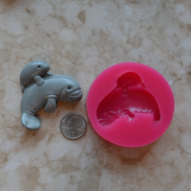 Manatee Silicone Mold, Animal Silicone Mold, Resin, Clay, Epoxy, food grade, Chocolate molds, Resin, Clay, dogs, cats, fish, birds  A434