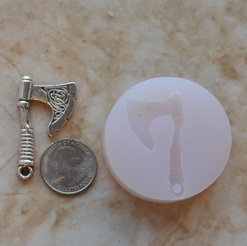 Viking Axe Silicone Mold, Jewelry, Resin, clay, Pendant, Necklace, hung on a chain, Charms, brooch, bracelets, symbol,  earrings, G389