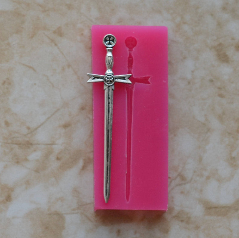 MEDIEVAL SWORD Silicone Mold, Jewelry, Resin, clay, Pendant, Necklace, hung on a chain, Charms, brooch, bracelets, symbol, earrings,  G373