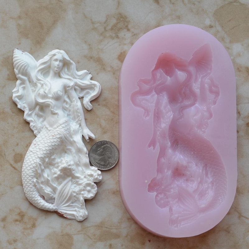 Mermaid silicone mold, Mermaid, Mermaids, aquatic creature, Shipwrecks, Folklore, Fairy tales, Clay mold, Epoxy molds, Nautical  N471