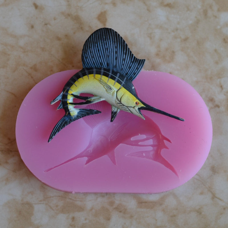 Sailfish Silicone Mold, resin, Fish, Clay, Epoxy, food grade mold, Ocean fish, deepwater fish, Chocolate, Candy, Cake, freshwater fish N509