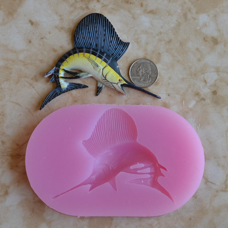 Sailfish Silicone Mold, resin, Fish, Clay, Epoxy, food grade mold, Ocean fish, deepwater fish, Chocolate, Candy, Cake, freshwater fish N509