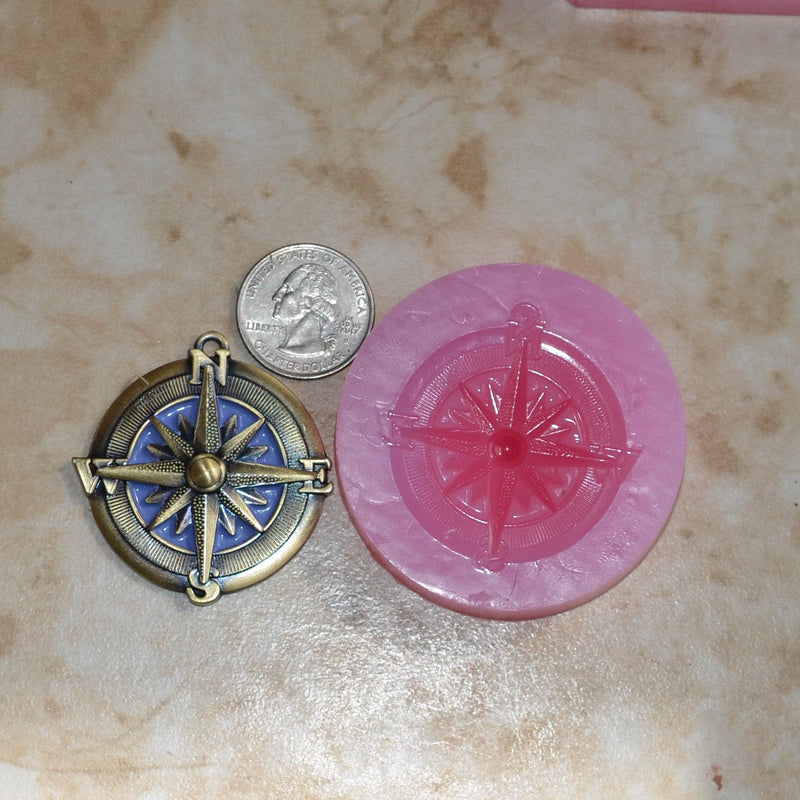 Compass pendant Silicone Mold, Crafts, Jewelry, Scrapbooking, Resin, Polymer Clay G402