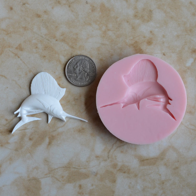 Sailfish Silicone Mold, resin, Fish, Clay, Epoxy, food grade, Ocean fish, deepwater fish, Chocolate, Candy, Cake, freshwater fish N494