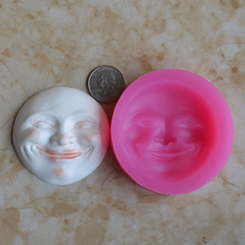 MOON MAN FACE Silicone Mold, Jewelry, Resin, clay, Pendant, Necklace, hung on a chain, Charms, brooch, bracelets, symbol, design, G408