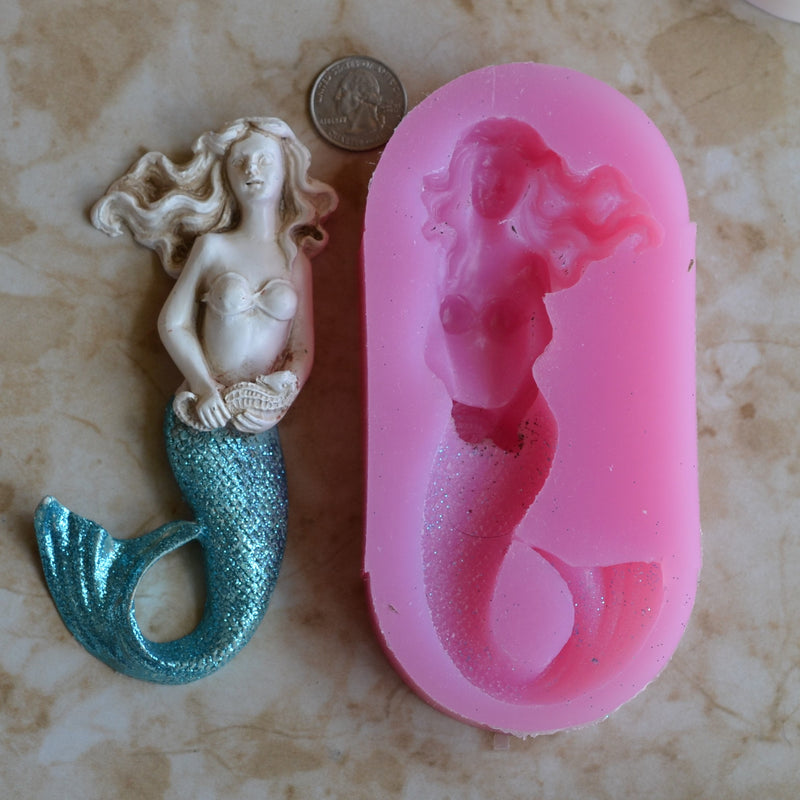 Mermaid 5-1/2" Silicone mold, Mermaid, Mermaids, aquatic creature, Shipwrecks, Folklore, Fairy tales, Epoxy molds, Nautical mold  N486