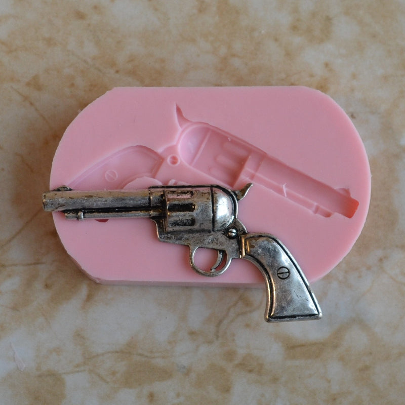 Gun Pistol Silicone Mold, Jewelry, Resin, clay, Pendant, Necklace, hung on a chain, Charms, brooch, bracelets, symbol, earrings,  G205