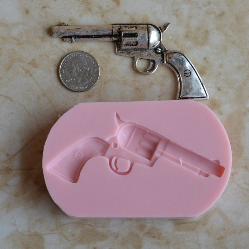 Gun Pistol Silicone Mold, Jewelry, Resin, clay, Pendant, Necklace, hung on a chain, Charms, brooch, bracelets, symbol, earrings,  G205