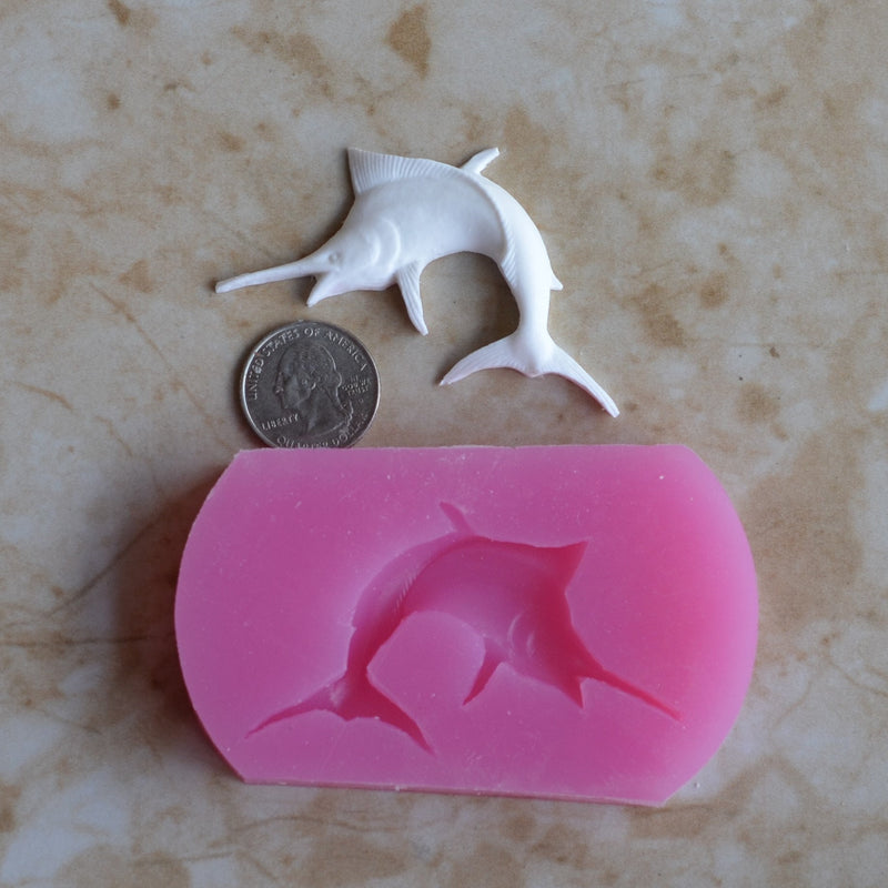 Marlin Silicone Mold, Fish mold, silicone, Resin, Fish, Clay, Epoxy, food grade mold, Ocean, deepwater fish, Chocolate, Candy, Cake N500