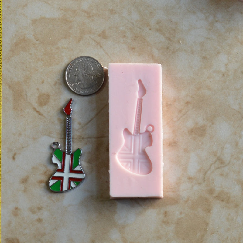 Guitar Silicone Mold, Silicone Mold, Jewelry, Resin, clay, Pendant, Necklace, hung on a chain, Charms, brooch, bracelets, symbol, G415