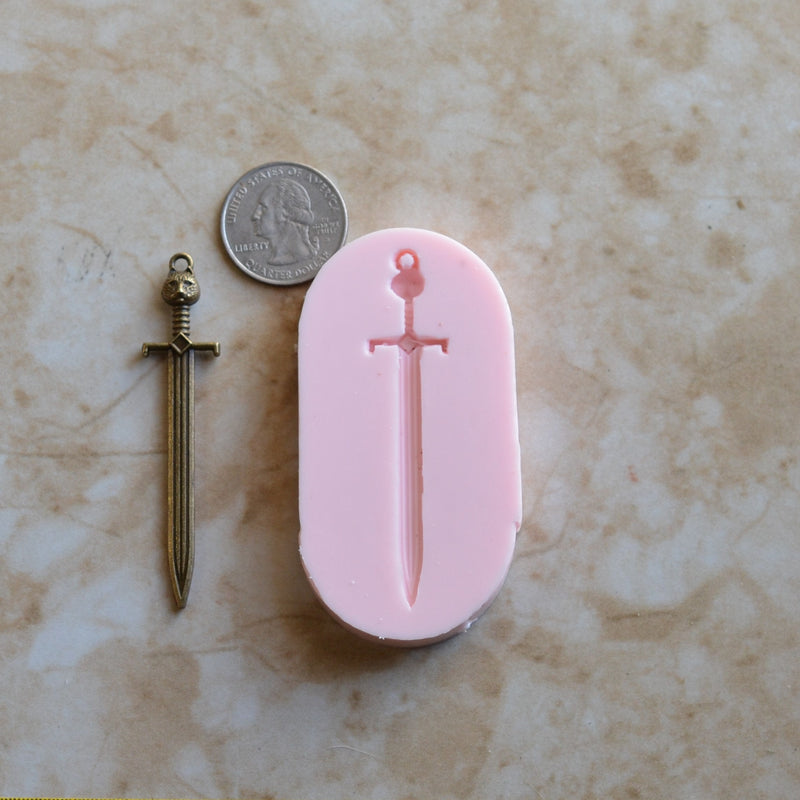 MEDIEVAL SWORD Silicone Mold, Jewelry, Resin, clay, Pendant, Necklace, hung on a chain, Charms, brooch, bracelets, symbol, earrings,  G417