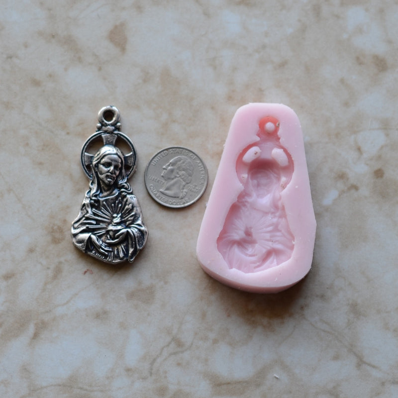 Sacred Heart Silicone Mold, Jesus Silicone Mold, Christ, Religion, Crucifix, God, Resin, Clay, Epoxy Religious, Chocolate R142