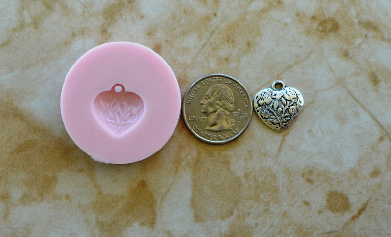 Hart Silicone Mold, Jewelry, Resin, clay, Pendant, Necklace, hung on a chain, Charms, brooch, bracelets, symbol, earrings, G117