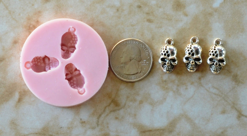 Skull Silicone Mold, Molds, Day of the dead, Halloween, Pirate,  Necklace, Charms, brooch, bracelets, symbol, design, earrings,  G118