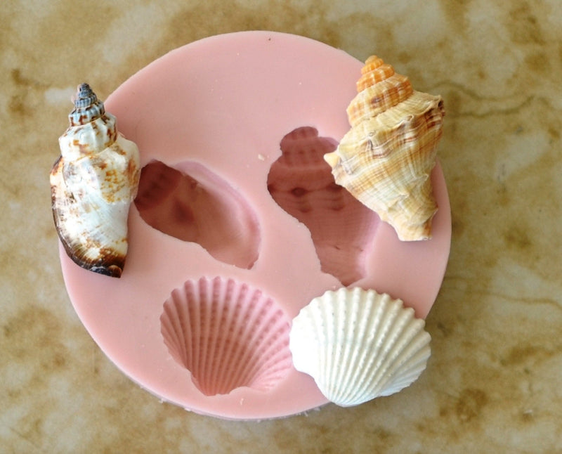 Shell Silicone Mold, Epoxy, Beach, Nautilus, Scallop, Chocolate molds, ocean, seashells, Scallop, shell shop N157-158-159