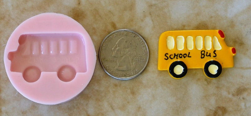 School Bus Silicone Mold, Jewelry, Resin, clay, Pendant, Necklace, hung on a chain, Charms, brooch, bracelets, symbol, earrings,  G161