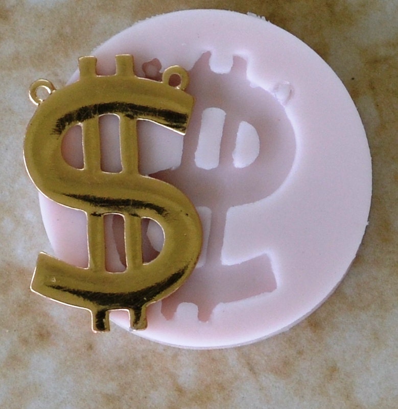 Dollar Sign Silicone Mold, Jewelry, Resin, clay, Pendant, Necklace, hung on a chain, Charms, brooch, bracelets, symbol, earrings, G206